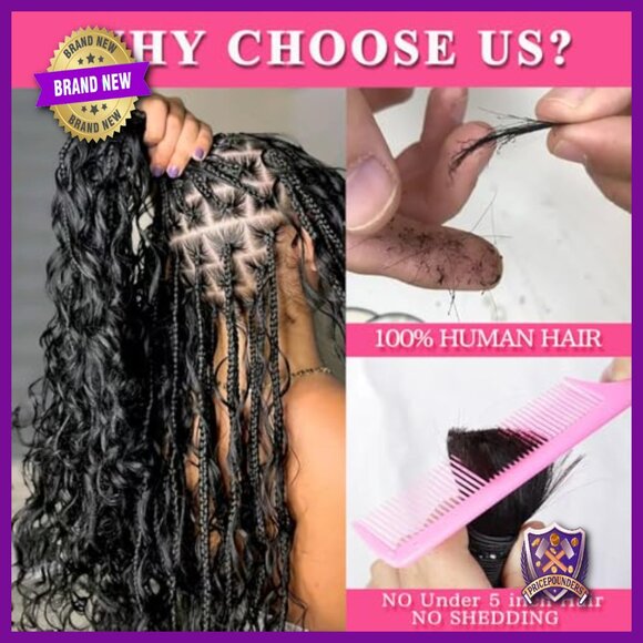 22 Inch Deep Wave Human Hair Bundles for Boho Braids 110g Brazilian Virgin main image 6